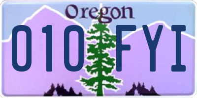 OR license plate 010FYI