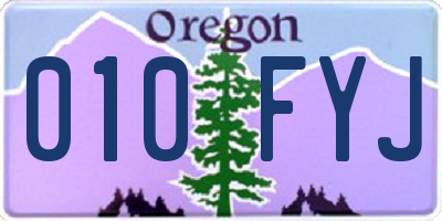 OR license plate 010FYJ