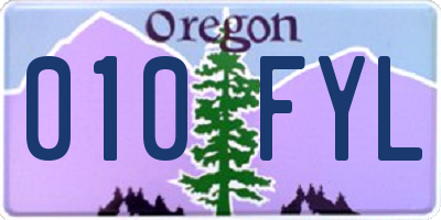 OR license plate 010FYL