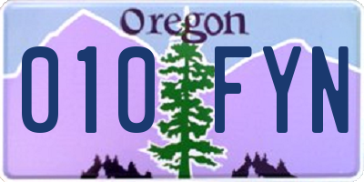 OR license plate 010FYN