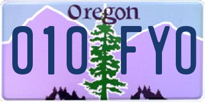 OR license plate 010FYO