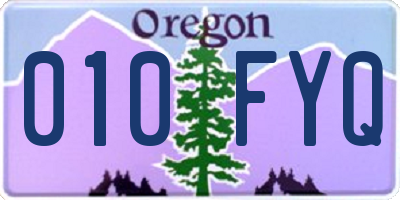 OR license plate 010FYQ