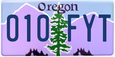 OR license plate 010FYT