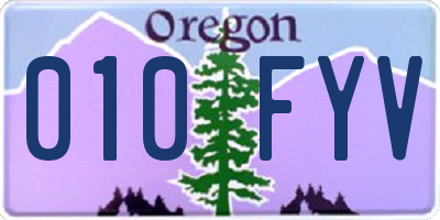 OR license plate 010FYV