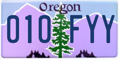 OR license plate 010FYY
