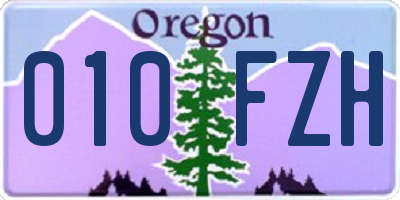 OR license plate 010FZH