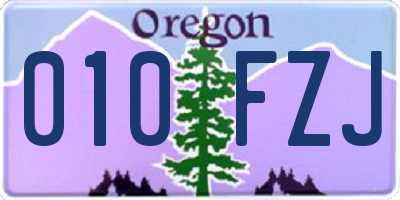 OR license plate 010FZJ