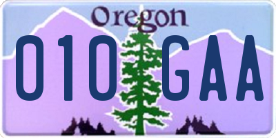 OR license plate 010GAA