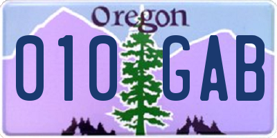 OR license plate 010GAB