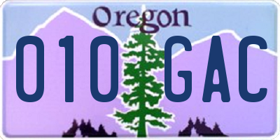 OR license plate 010GAC