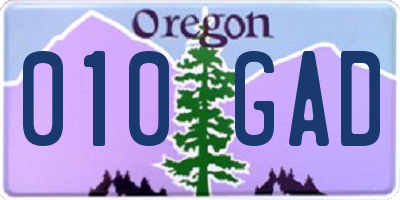 OR license plate 010GAD
