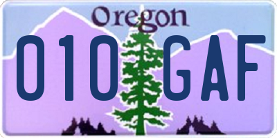 OR license plate 010GAF