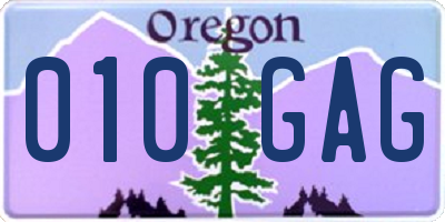 OR license plate 010GAG