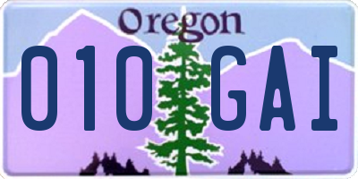 OR license plate 010GAI