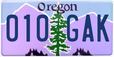 OR license plate 010GAK