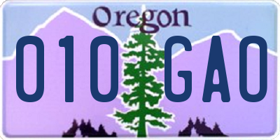 OR license plate 010GAO