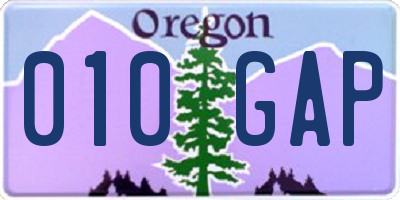 OR license plate 010GAP
