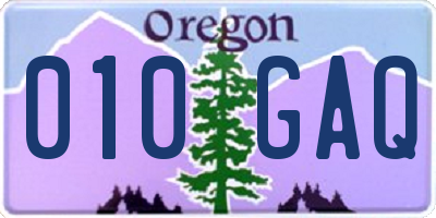 OR license plate 010GAQ