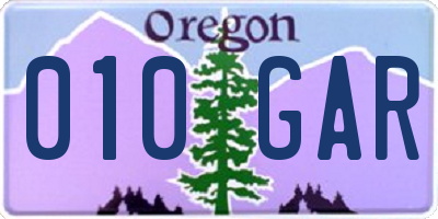 OR license plate 010GAR