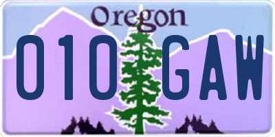 OR license plate 010GAW