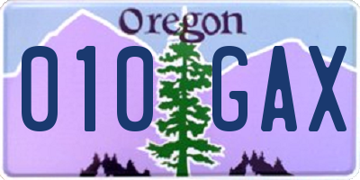 OR license plate 010GAX