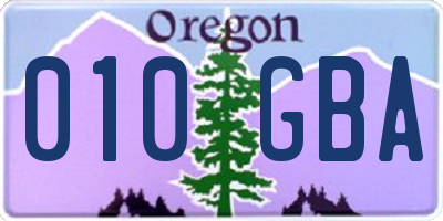 OR license plate 010GBA