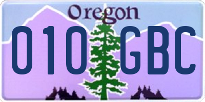 OR license plate 010GBC