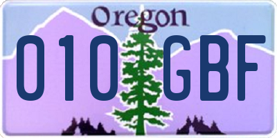 OR license plate 010GBF