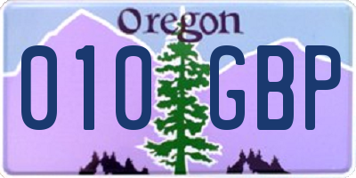 OR license plate 010GBP