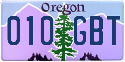 OR license plate 010GBT