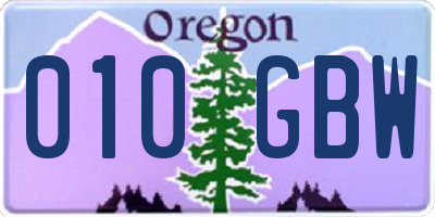 OR license plate 010GBW