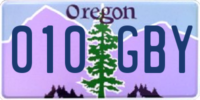 OR license plate 010GBY