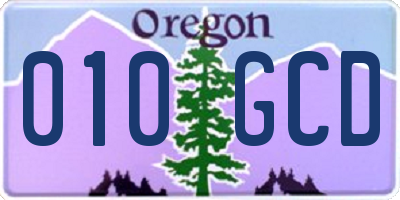 OR license plate 010GCD