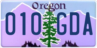 OR license plate 010GDA