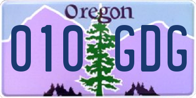 OR license plate 010GDG