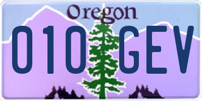 OR license plate 010GEV