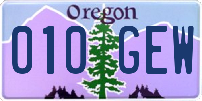 OR license plate 010GEW