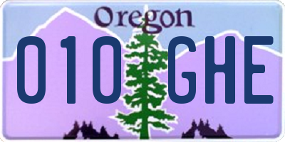 OR license plate 010GHE
