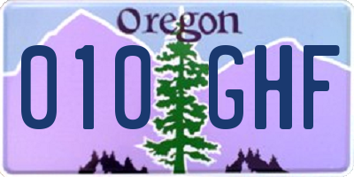 OR license plate 010GHF