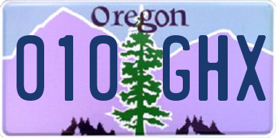 OR license plate 010GHX