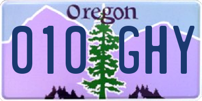 OR license plate 010GHY