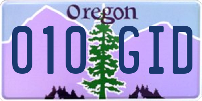 OR license plate 010GID
