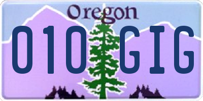 OR license plate 010GIG