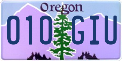 OR license plate 010GIU