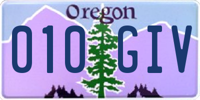 OR license plate 010GIV