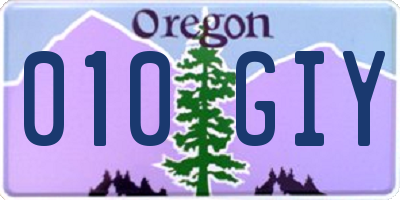 OR license plate 010GIY