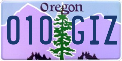 OR license plate 010GIZ