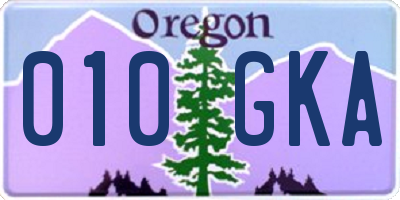 OR license plate 010GKA