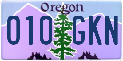 OR license plate 010GKN
