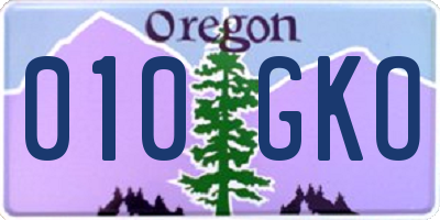 OR license plate 010GKO